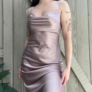 Dusty pink stain midi slip dress